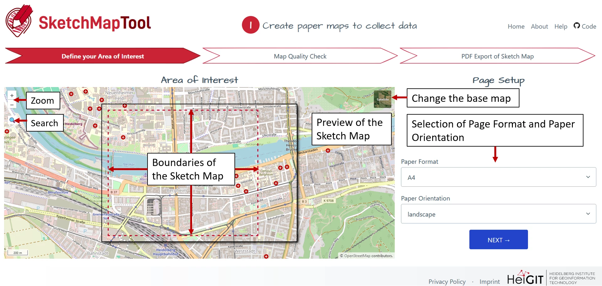 Screenshot of the Sketch Map Tool.